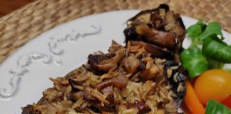 Berinjela Recheada com Arroz, Cogumelo e Nozes beringela